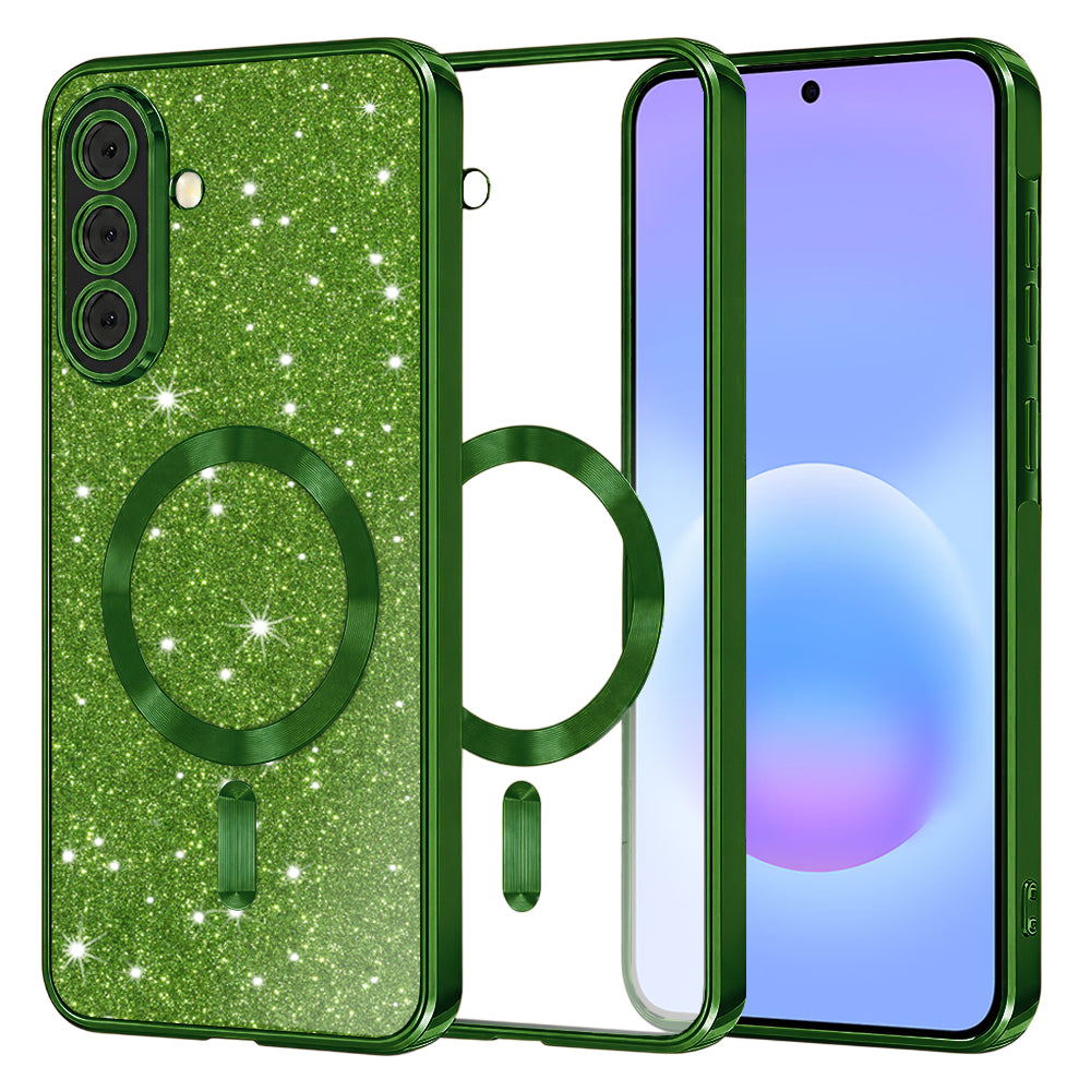 MagSafe-fodral för Samsung Galaxy A57 5G, Techsuit, Luxury Glitter, Mörkgrön