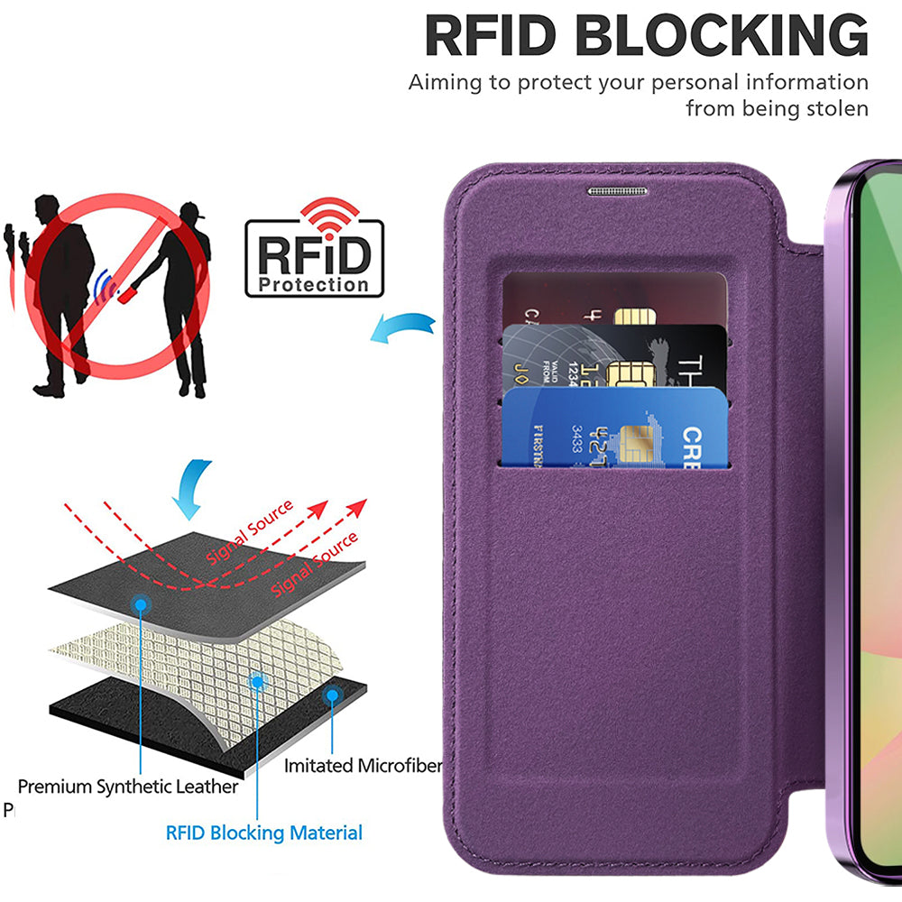 MagSafe Case for Samsung Galaxy A57 5G, Techsuit, SmartMag Book, Purple