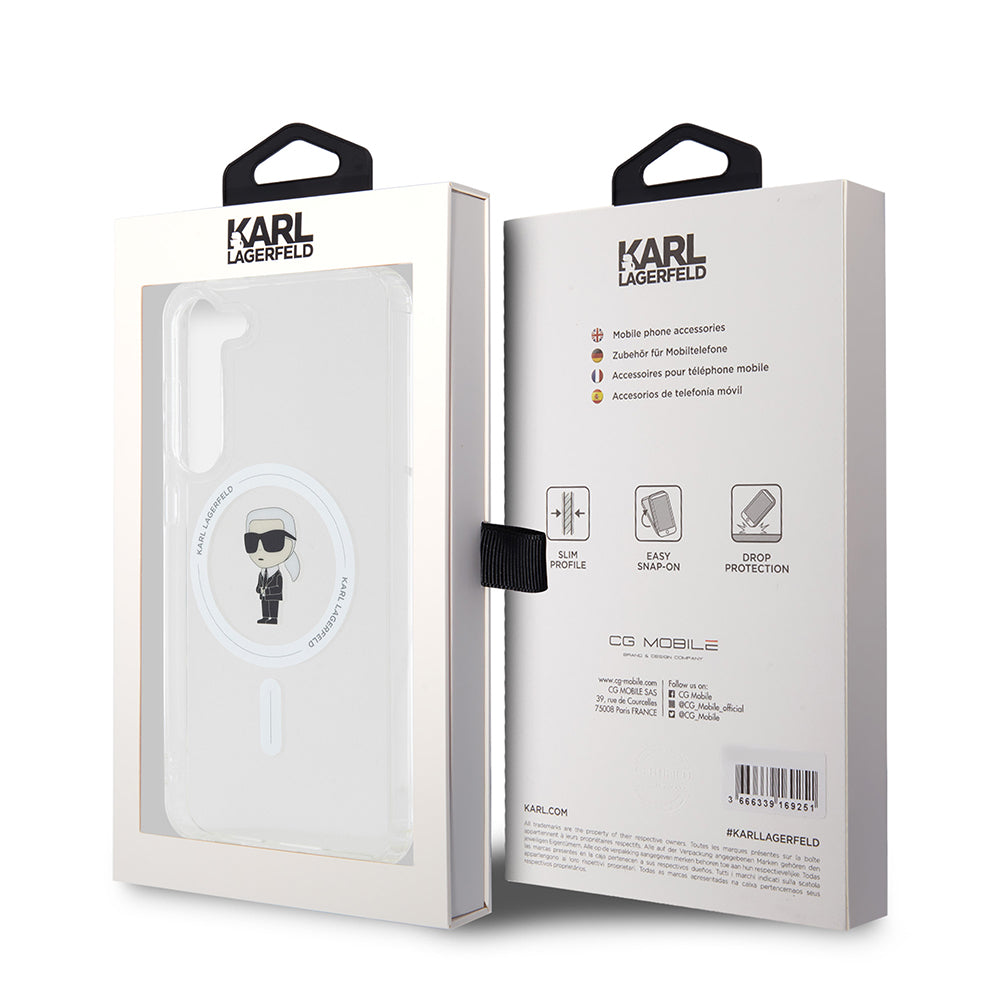 MagSafe-skal för Samsung Galaxy S23+ S916, Karl Lagerfeld, IML Ikonik Karl, Transparent