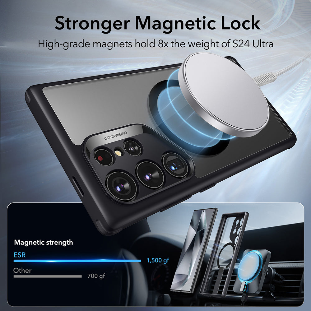 MagSafe-skal för Samsung Galaxy S24 Ultra S928, ESR, Boost Flickstand, Svart Transparent