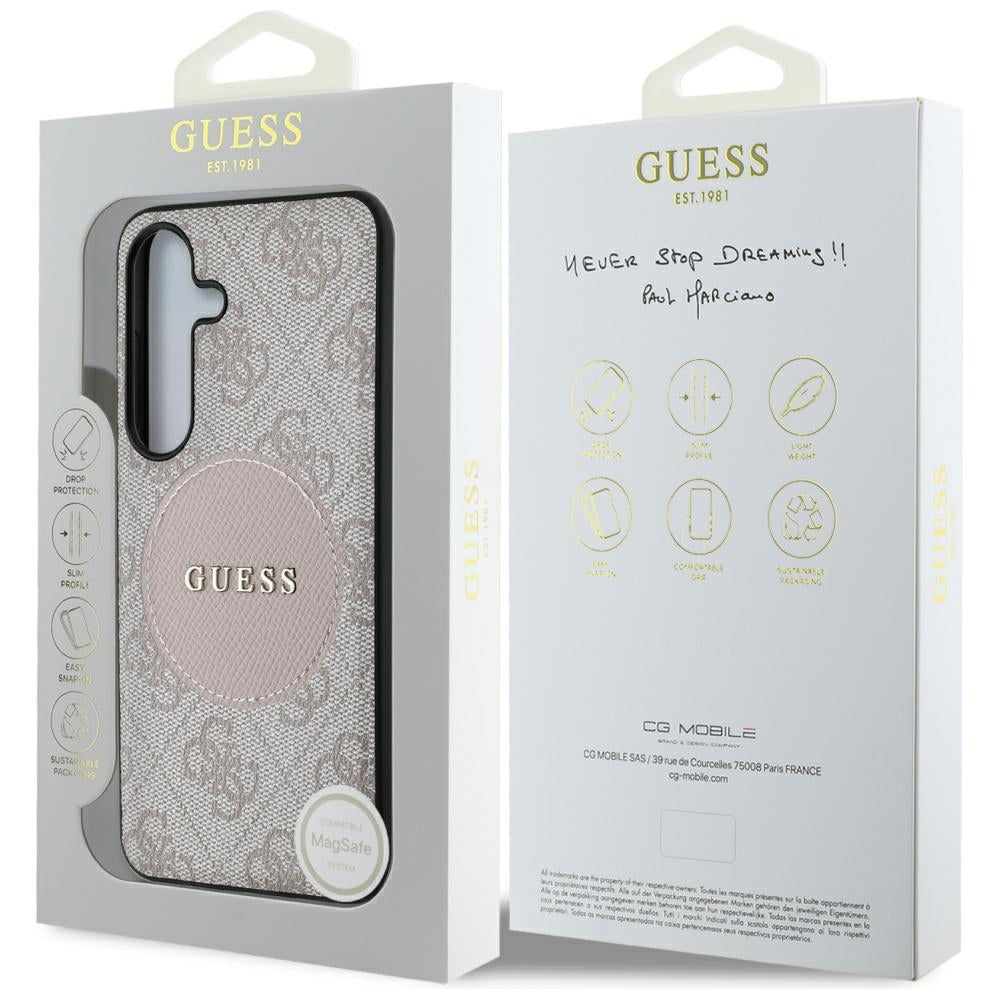 MagSafe-skal för Samsung Galaxy S25+ S936, Guess, 4G Circle Classic Logo, Rosa