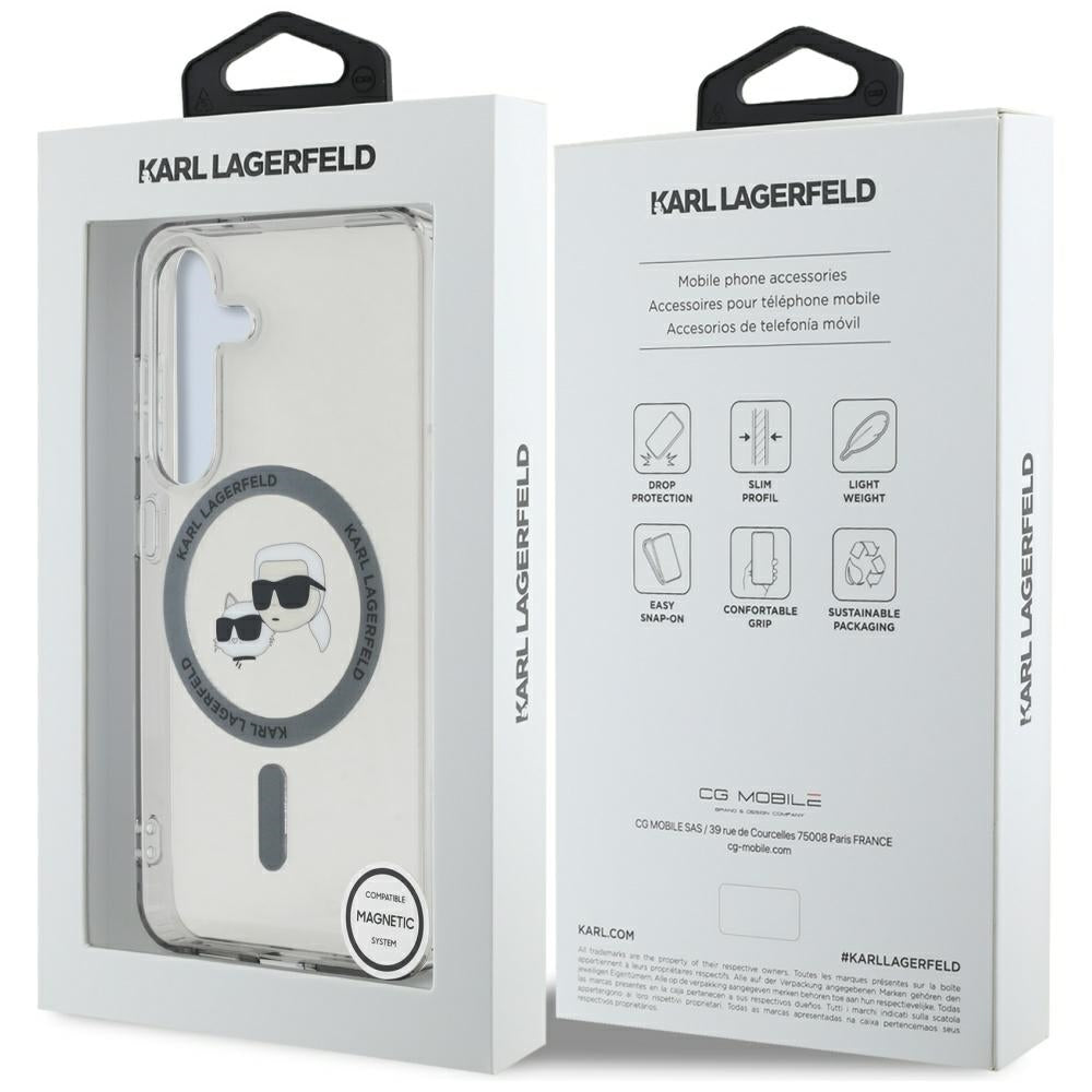 MagSafe-skal för Samsung Galaxy S25+ S936, Karl Lagerfeld, IML Metal Karl & Choupette's Heads, Svart