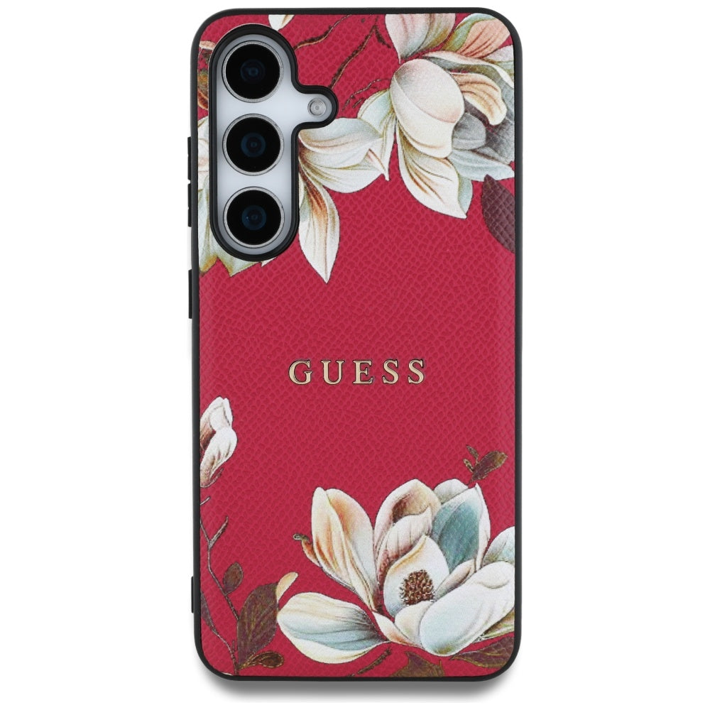 MagSafe-skal för Samsung Galaxy S25 S931, Guess, Grained Flowers, Fuchsia
