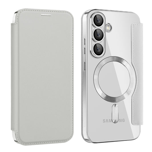 MagSafe-fodral för Samsung Galaxy S25 S931, Techsuit, SmartMag Book, Grå