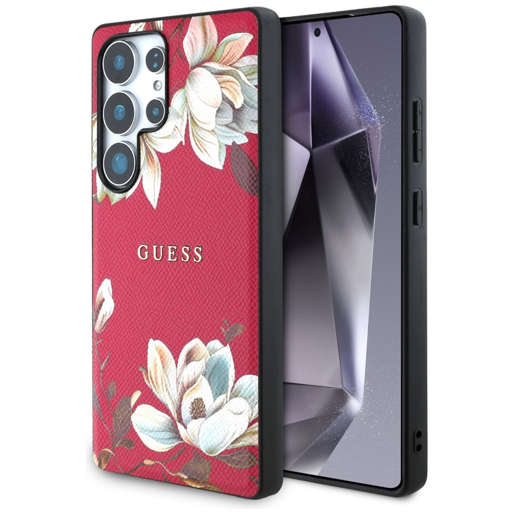 MagSafe-skal för Samsung Galaxy S25 Ultra S938, Guess, Grained Flowers, Fuchsia