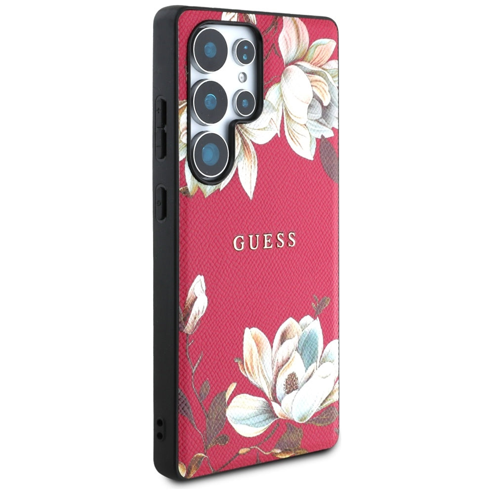 MagSafe-skal för Samsung Galaxy S25 Ultra S938, Guess, Grained Flowers, Fuchsia