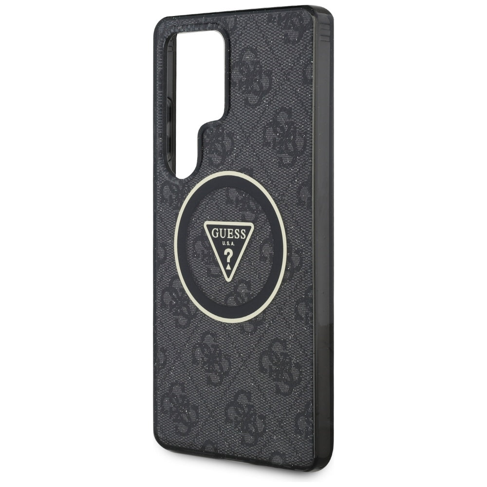 MagSafe Case for Samsung Galaxy S25 Ultra S938, Guess, IML Glitter 4G Circle Triangle, Black