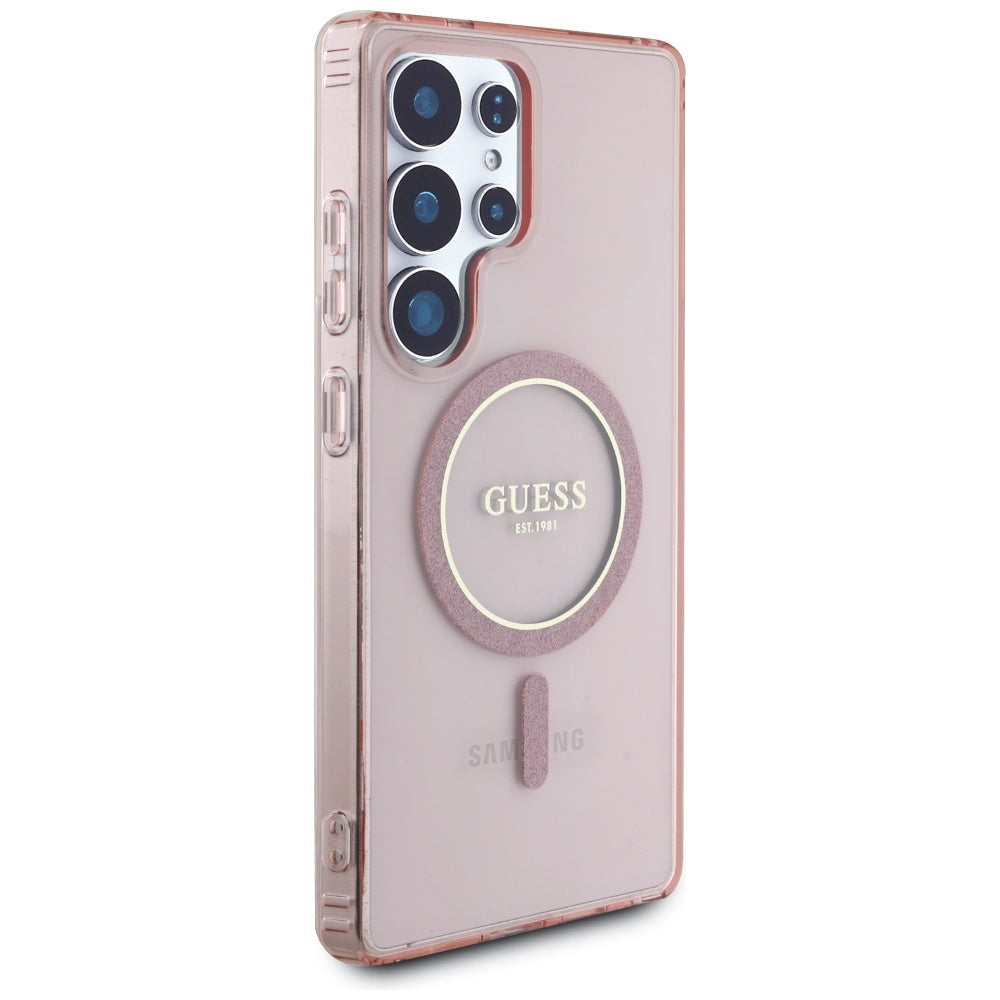 MagSafe-skal för Samsung Galaxy S25 Ultra S938, Guess, IML Glitter Circle, Rosa