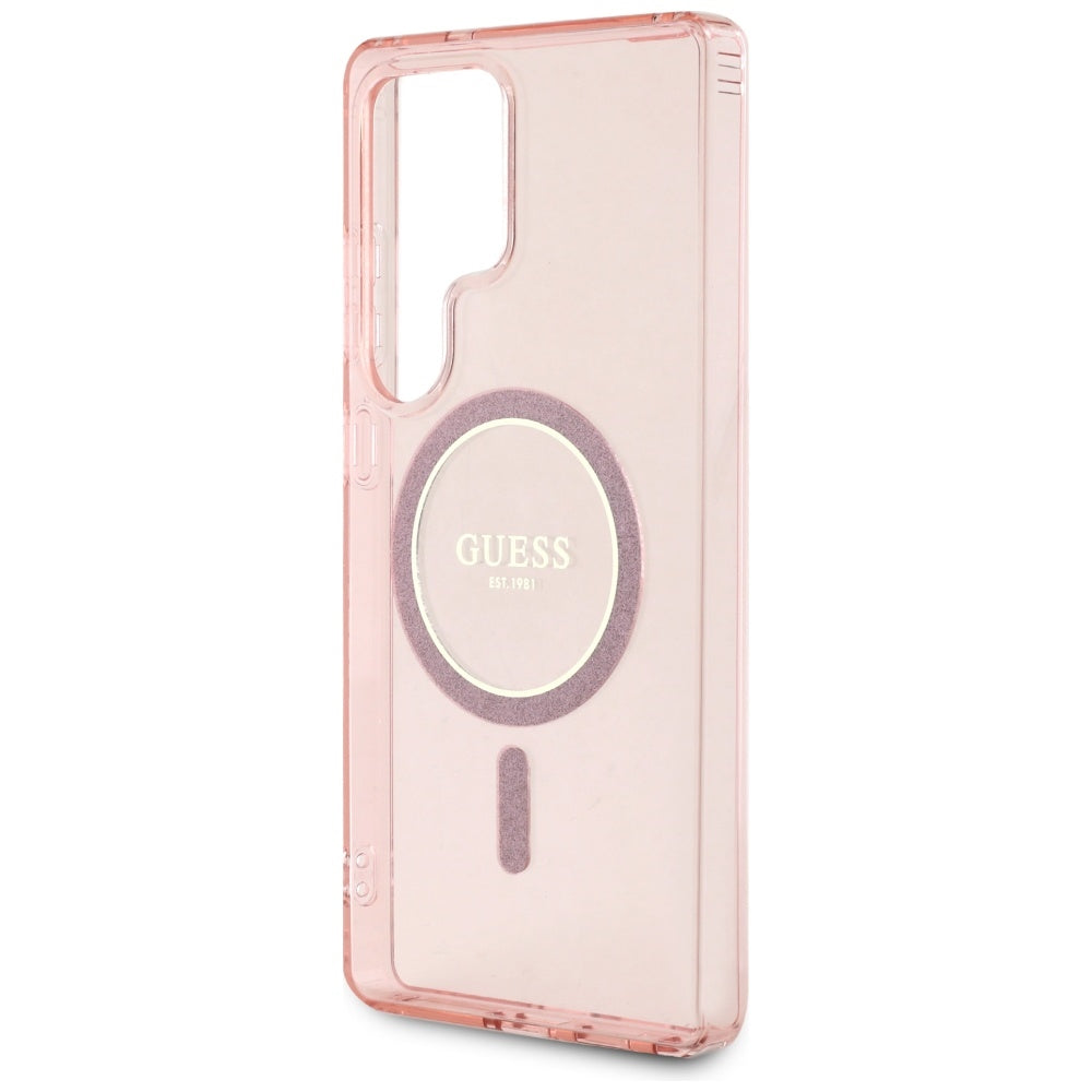 MagSafe-skal för Samsung Galaxy S25 Ultra S938, Guess, IML Glitter Circle, Rosa