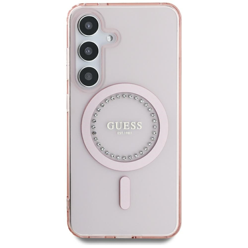 MagSafe-skal för Samsung Galaxy S25 S931, Guess, IML Rhinestone, Rosa