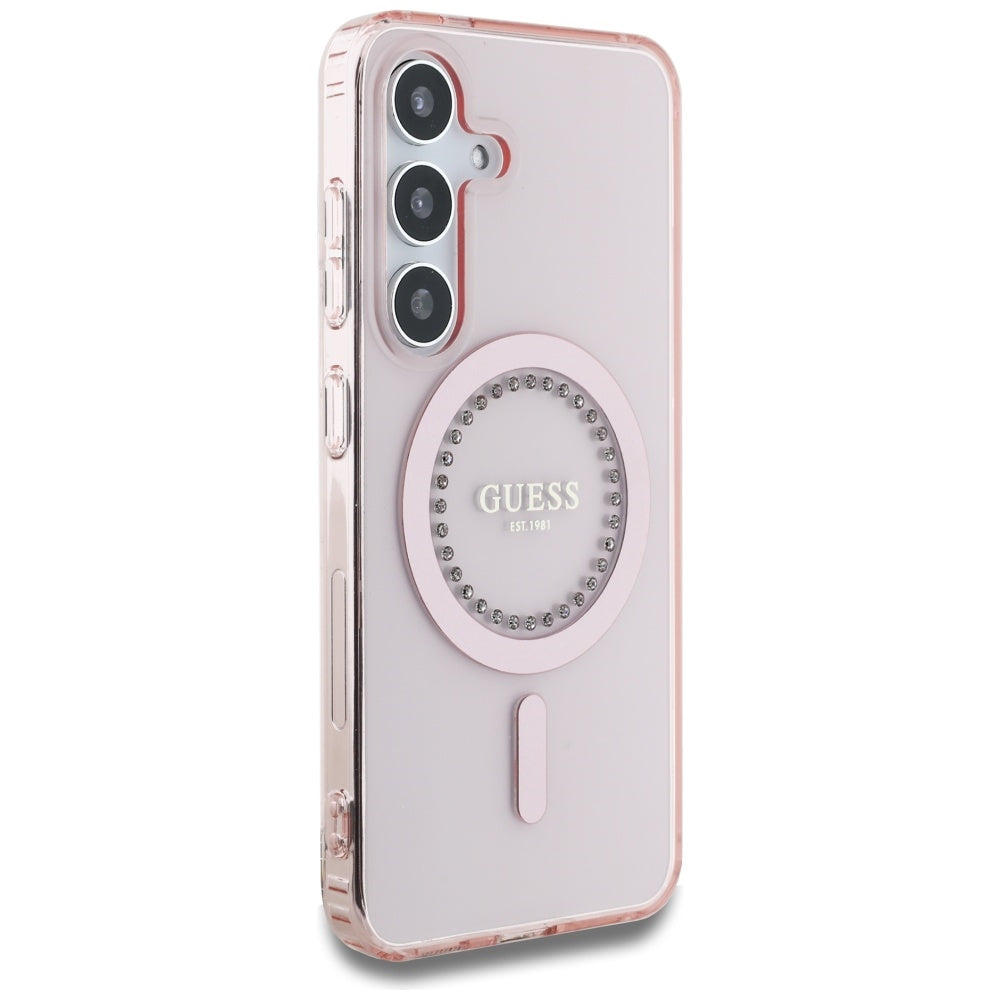 MagSafe-skal för Samsung Galaxy S25 S931, Guess, IML Rhinestone, Rosa