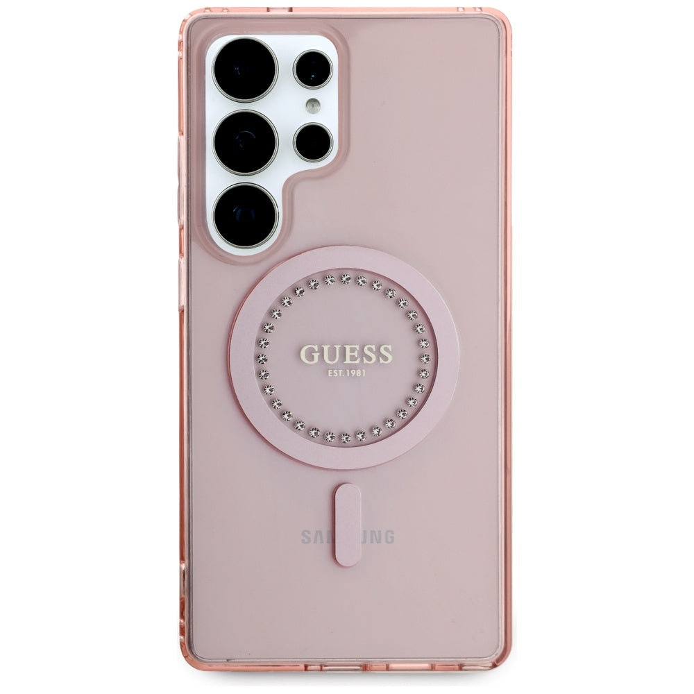MagSafe-skal för Samsung Galaxy S25 Ultra S938, Guess, IML Rhinestone, Rosa