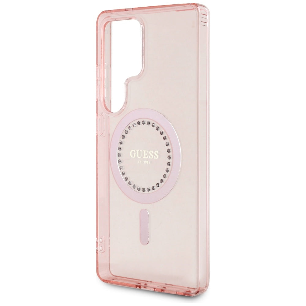 MagSafe-skal för Samsung Galaxy S25 Ultra S938, Guess, IML Rhinestone, Rosa