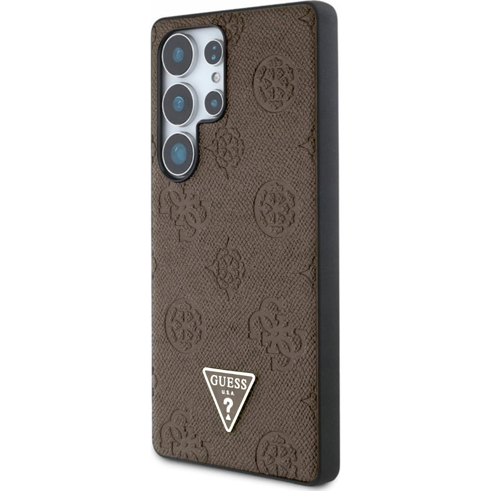 MagSafe-fodral för Samsung Galaxy S25 Ultra S938, Guess, Peony Grained Hot Stamp Triangle, Brun