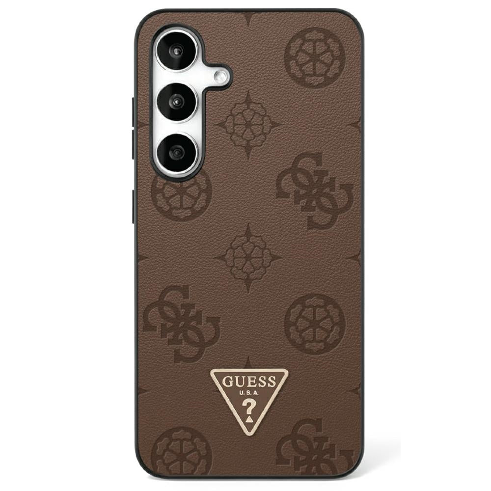 MagSafe-fodral för Samsung Galaxy S25 Ultra S938, Guess, Peony Grained Hot Stamp Triangle, Brun
