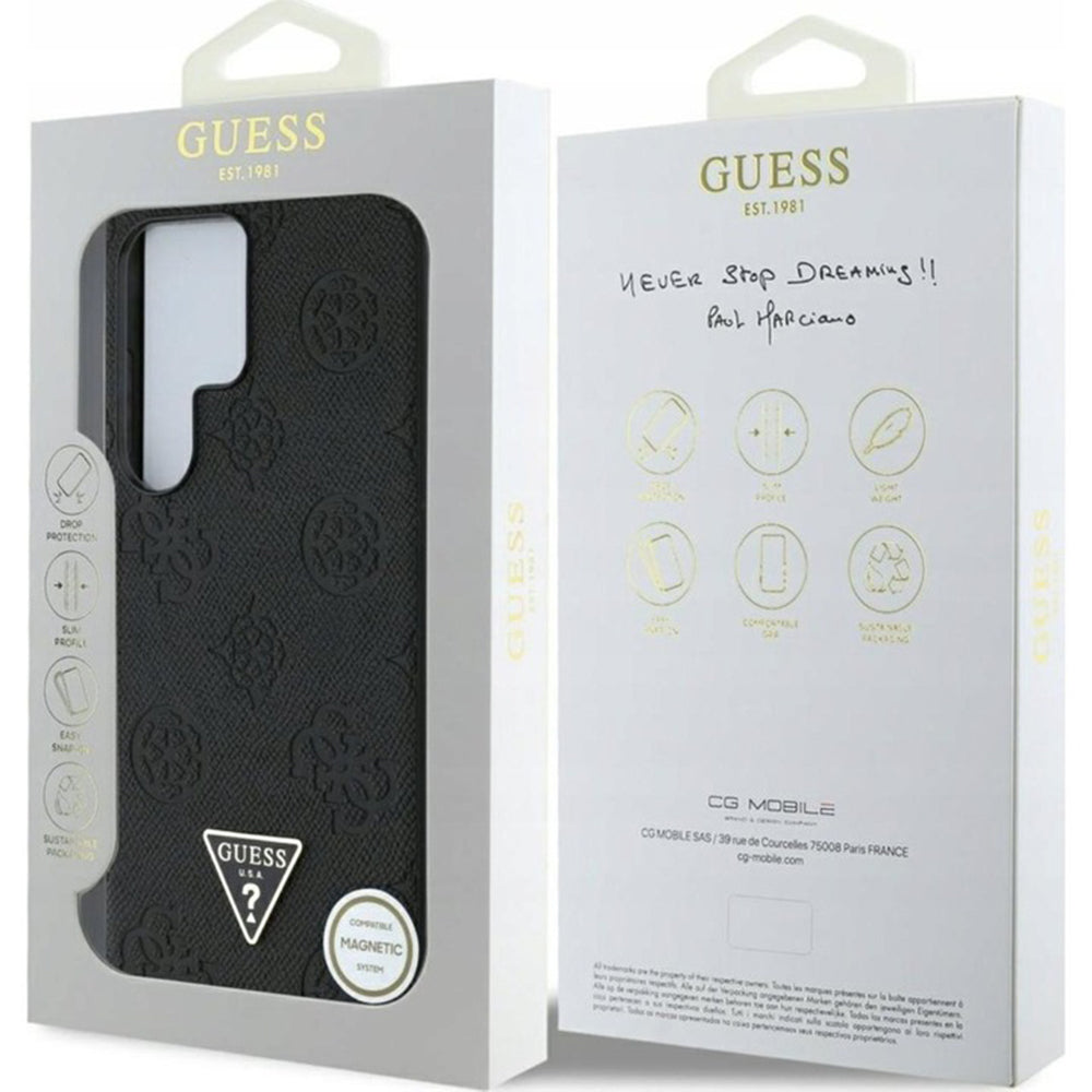 MagSafe-fodral för Samsung Galaxy S25 Ultra S938, Guess, Peony Grained Hot Stamp Triangle, Brun