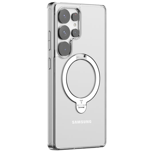 MagSafe-fodral för Samsung Galaxy S25 Ultra S938, Torras, Ostand Spin, Transparent