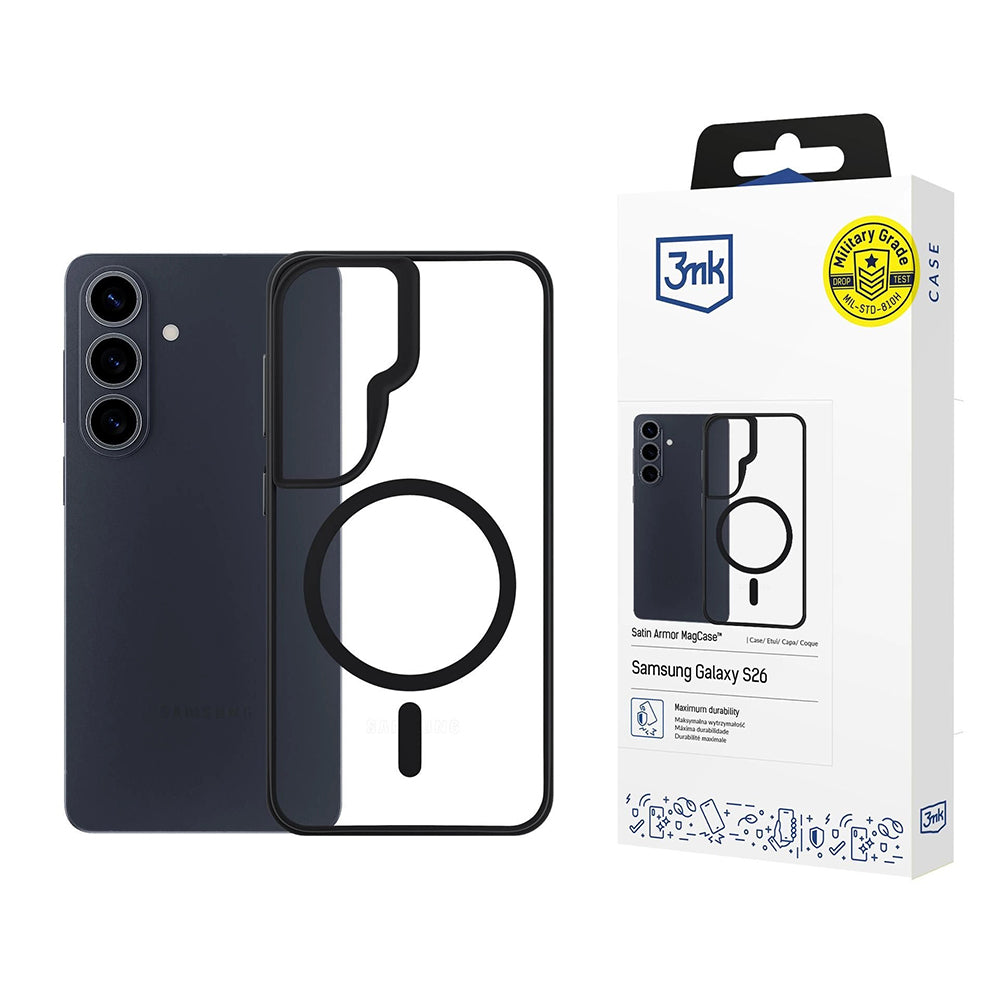 MagSafe Case for Samsung Galaxy S26, 3MK, Satin Armor, Transparent