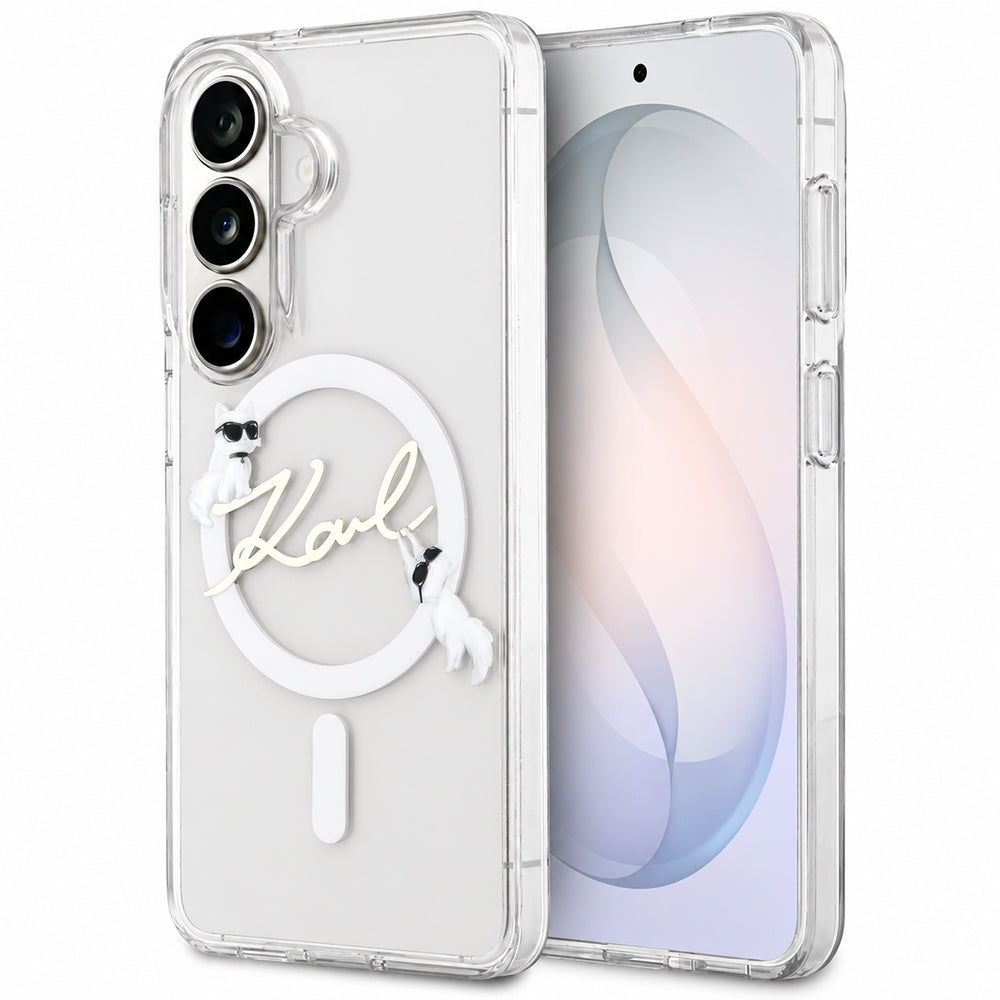 MagSafe-skal för Samsung Galaxy S26 FE S741, Karl Lagerfeld, IML Choupette Karl Script Logo, transparent