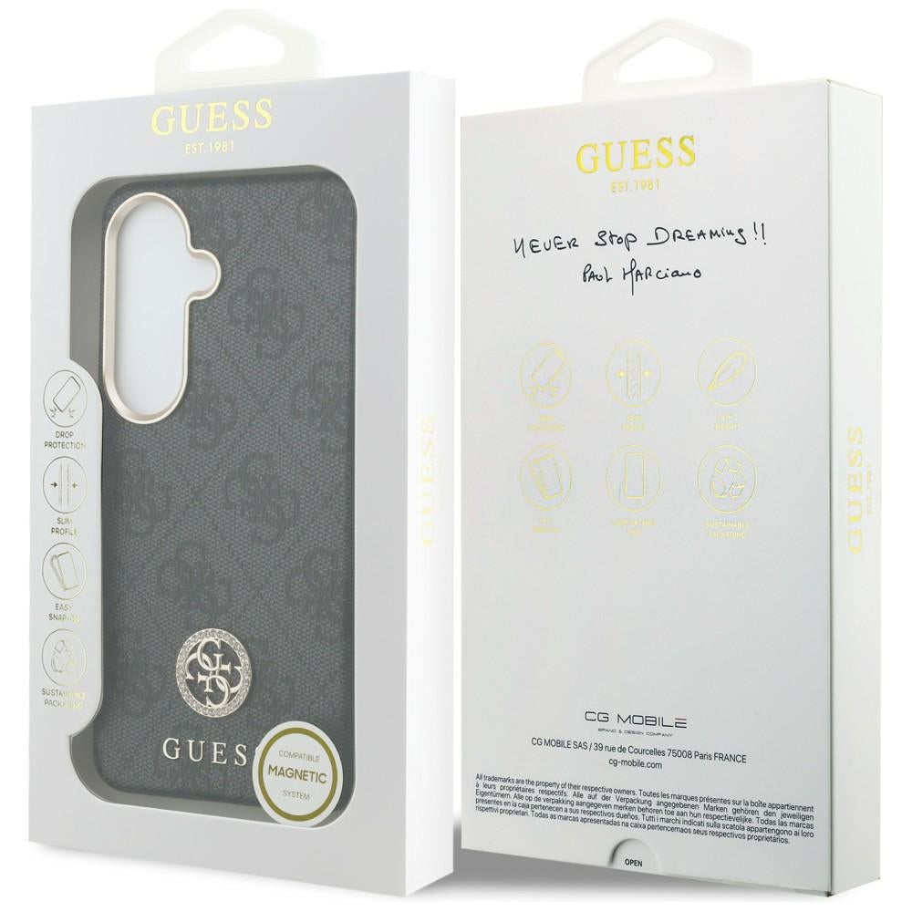 MagSafe-fodral för Samsung Galaxy S26 Plus S947, Guess, 4G Rhinestone Rund Logotyp, Svart