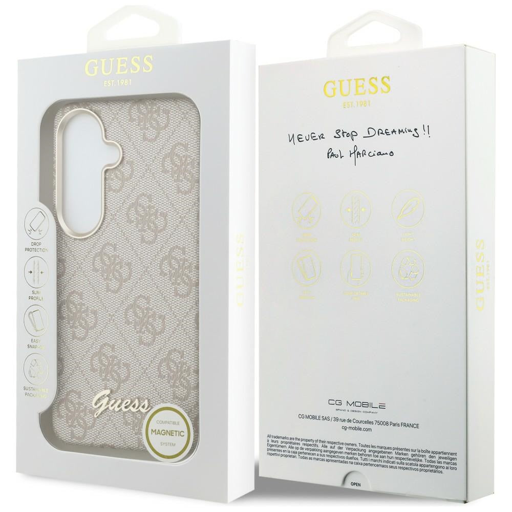MagSafe-fodral för Samsung Galaxy S26 S942, Guess, 4G Script Logo, Rosa