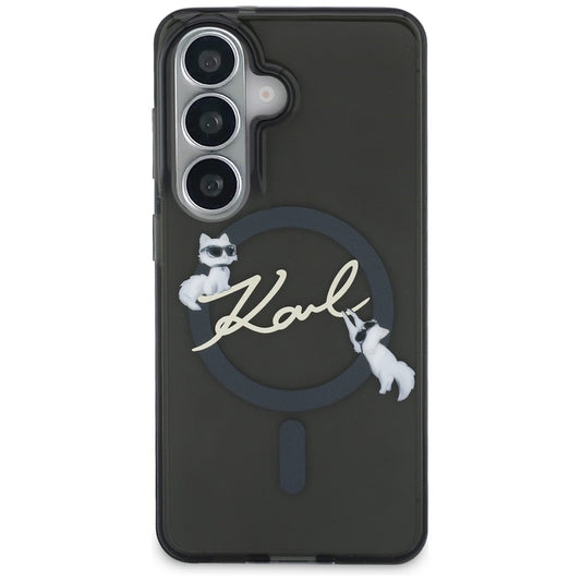 MagSafe-fodral för Samsung Galaxy S26 S942, Karl Lagerfeld, IML Choupette Karl Script Logo, Svart