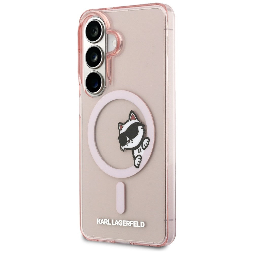 MagSafe-fodral för Samsung Galaxy S26 S942, Karl Lagerfeld, IML Choupette Peekaboo Logo, Rosa