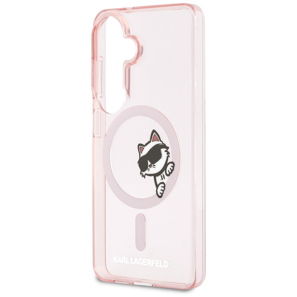 MagSafe-fodral för Samsung Galaxy S26 S942, Karl Lagerfeld, IML Choupette Peekaboo Logo, Rosa