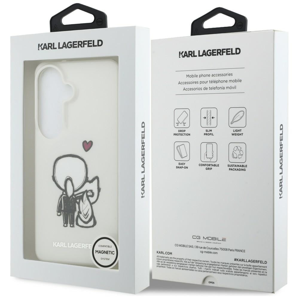 MagSafe-fodral för Samsung Galaxy S26 S942, Karl Lagerfeld, IML Karl & Choupette Back Logo, Vit