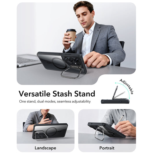 MagSafe-skal för Samsung Galaxy S26 Ultra, ESR, Classic Hybrid Kickstand, Svart Transparent