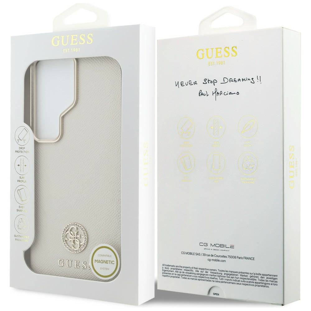 MagSafe-fodral för Samsung Galaxy S26 Ultra S948, Guess, Rhinestone Round Logo, Beige