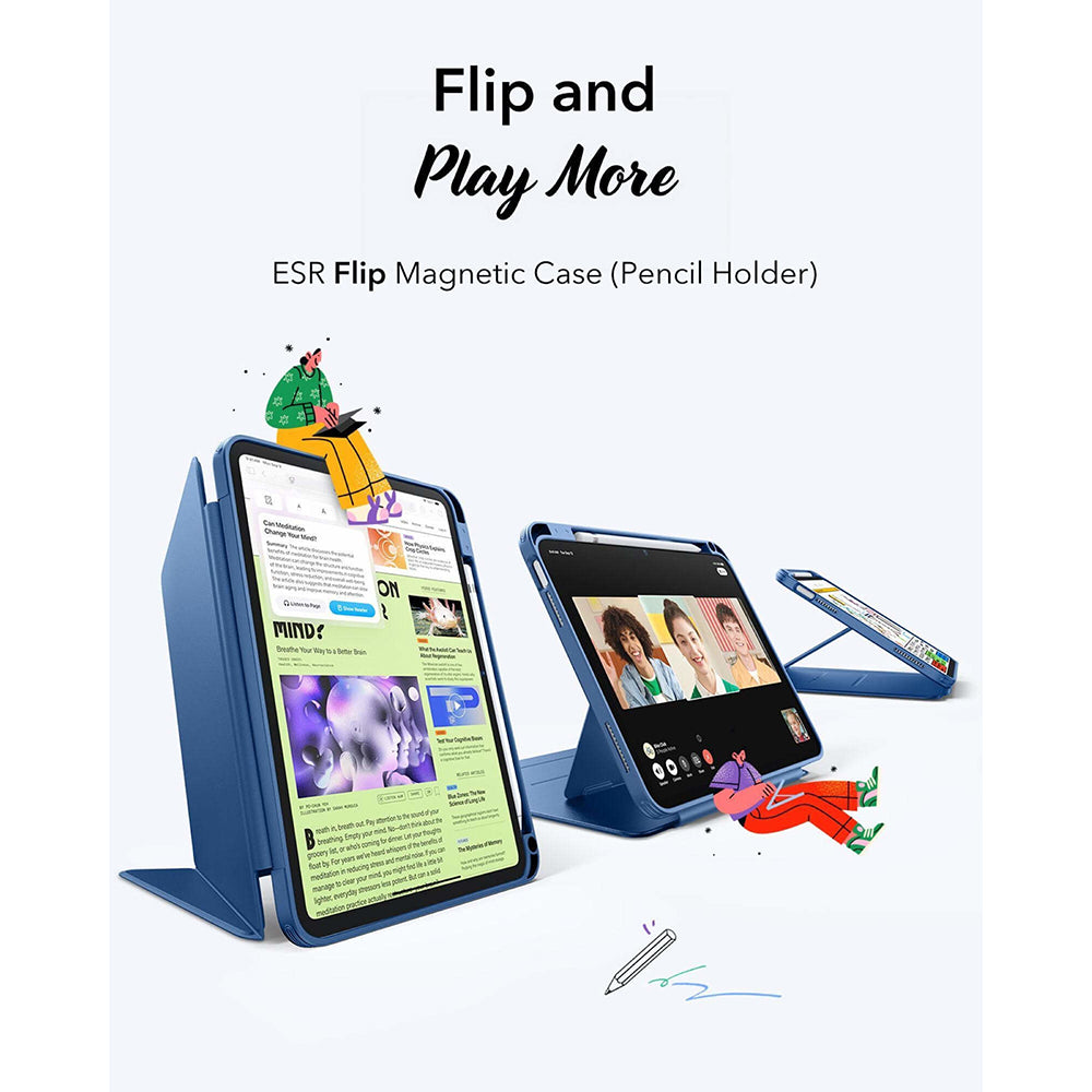 Fodral för Apple iPad (2025) / (2022), ESR, Flip Hybrid, Blå