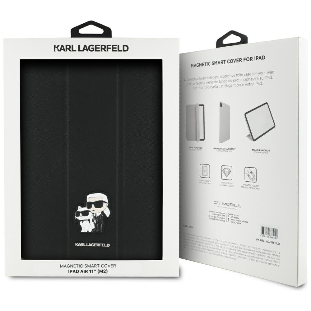 Fodral för Apple iPad Air 11 (2026) / iPad Air 11 (2025) / Air 11 (2024), Karl Lagerfeld, Saffiano Karl & Choupette, Svart