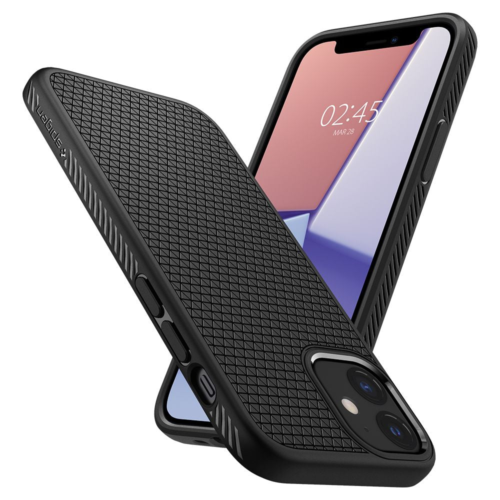 Fodral för Apple iPhone 12 / 12 Pro, Spigen, Liquid Air, Svart ACS01701