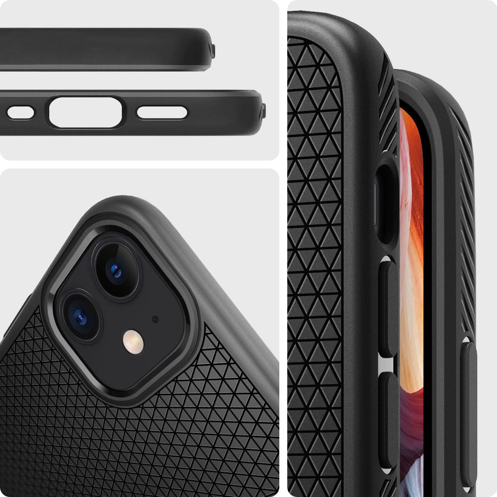 Fodral för Apple iPhone 12 / 12 Pro, Spigen, Liquid Air, Svart ACS01701