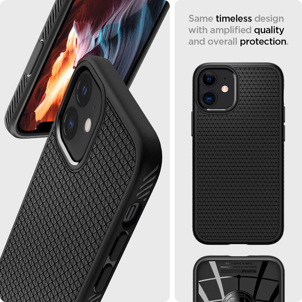 Fodral för Apple iPhone 12 / 12 Pro, Spigen, Liquid Air, Svart ACS01701