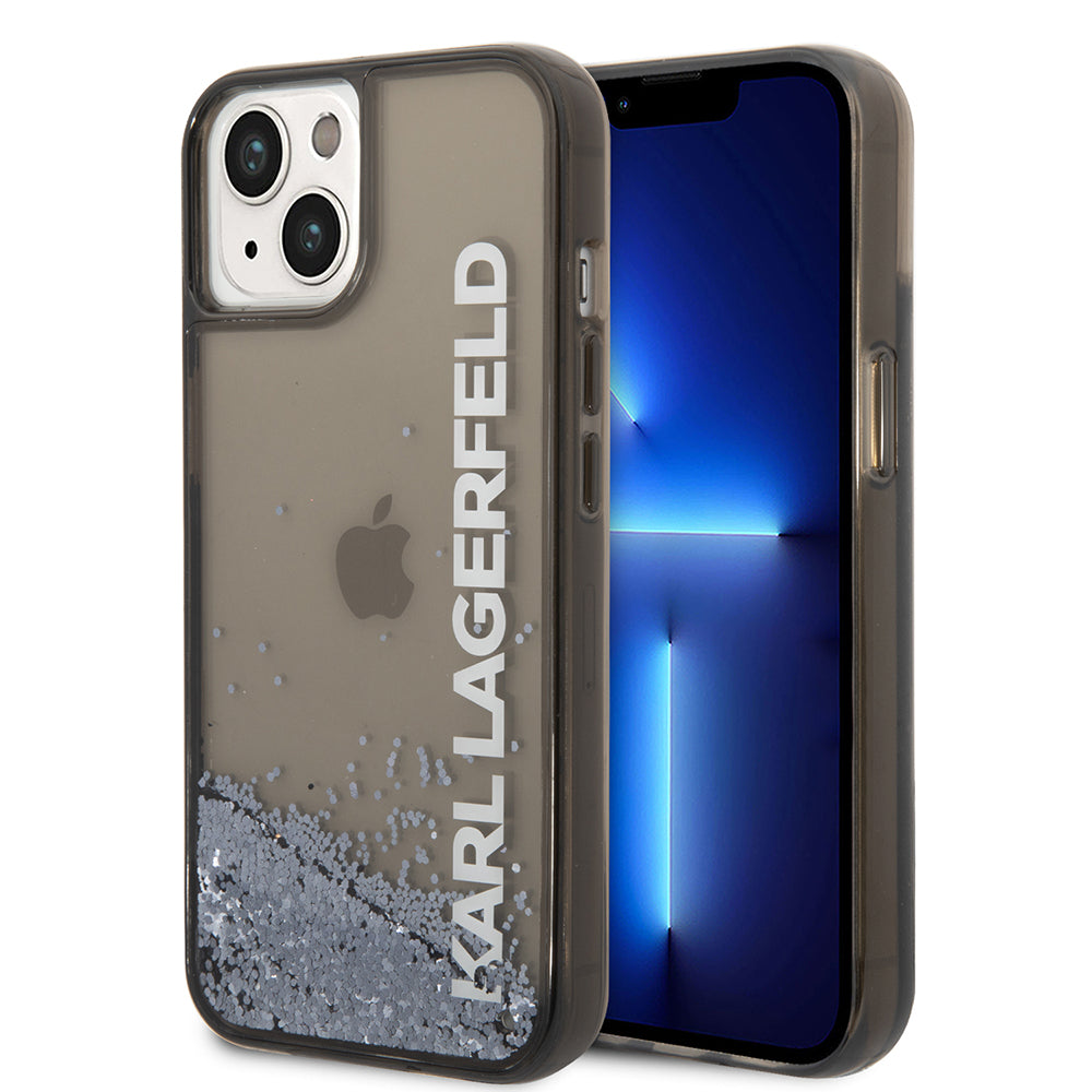 Fodral för Apple iPhone 14, Karl Lagerfeld, Liquid Glitter KL Logo, Svart
