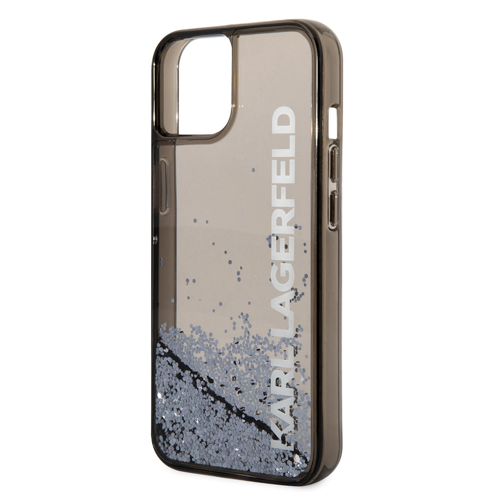 Fodral för Apple iPhone 14, Karl Lagerfeld, Liquid Glitter KL Logo, Svart