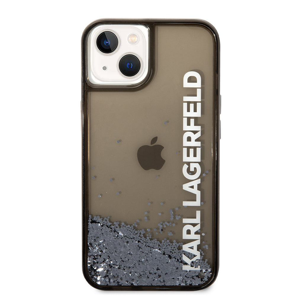 Fodral för Apple iPhone 14, Karl Lagerfeld, Liquid Glitter KL Logo, Svart