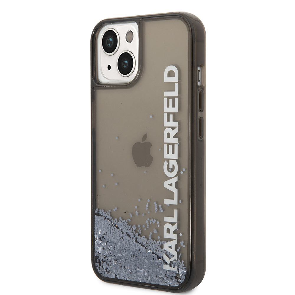 Fodral för Apple iPhone 14, Karl Lagerfeld, Liquid Glitter KL Logo, Svart