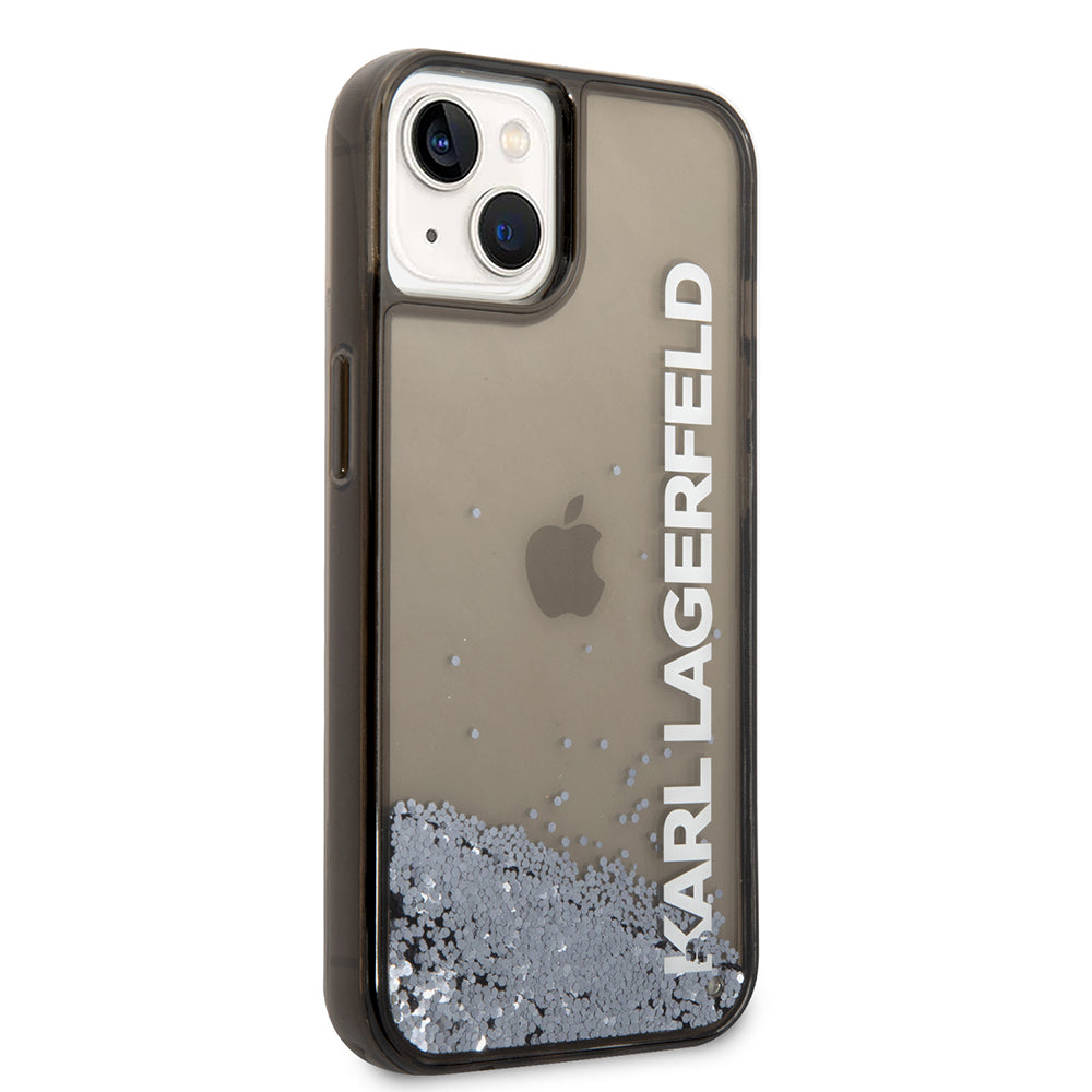 Fodral för Apple iPhone 14, Karl Lagerfeld, Liquid Glitter KL Logo, Svart