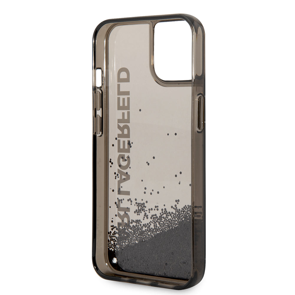 Fodral för Apple iPhone 14, Karl Lagerfeld, Liquid Glitter KL Logo, Svart