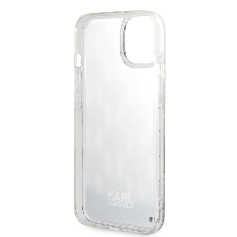 Fodral för Apple iPhone 14, Karl Lagerfeld, Liquid Glitter Monogram, Svart