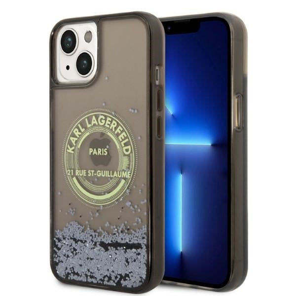 Fodral för Apple iPhone 14, Karl Lagerfeld, Liquid Glitter RSG, Svart
