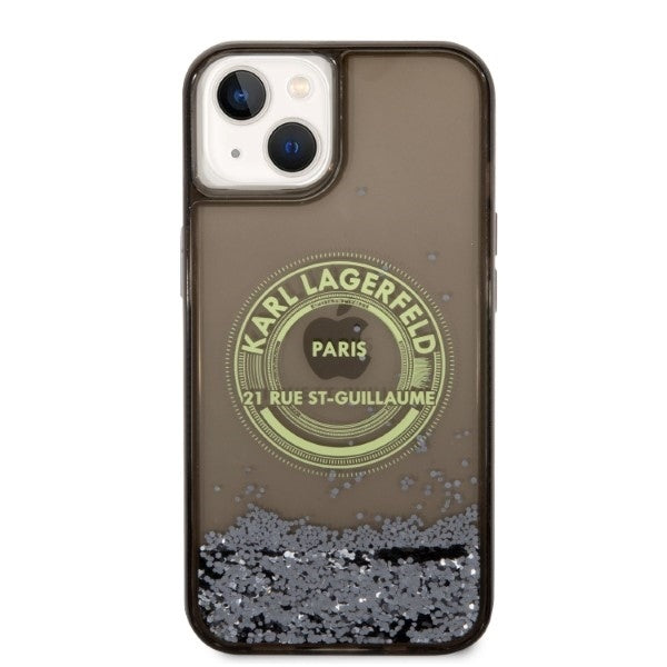 Fodral för Apple iPhone 14, Karl Lagerfeld, Liquid Glitter RSG, Svart