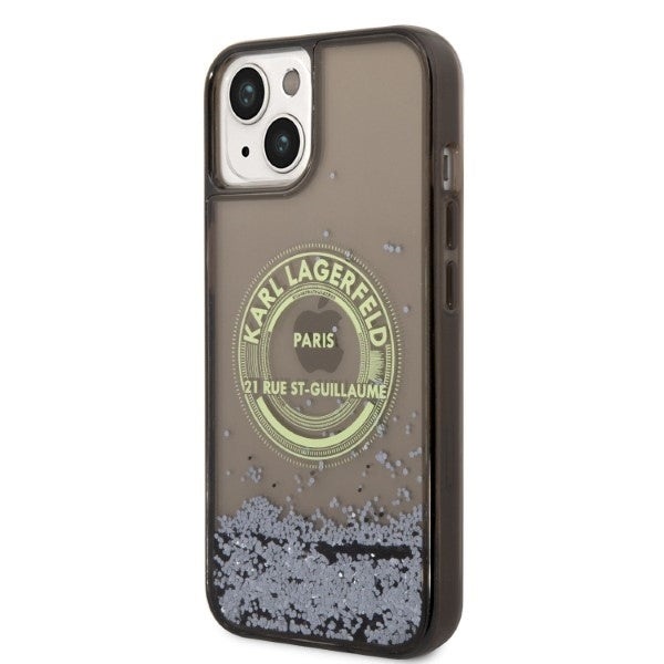 Fodral för Apple iPhone 14, Karl Lagerfeld, Liquid Glitter RSG, Svart