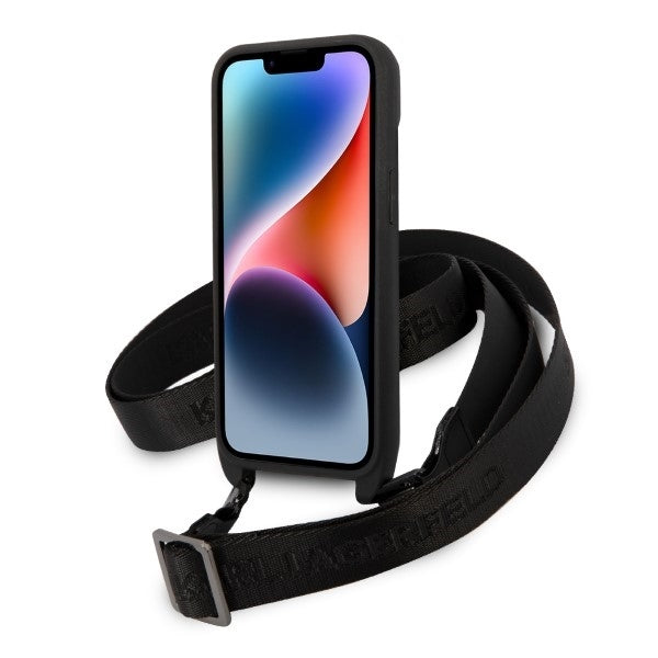Fodral för Apple iPhone 14, Karl Lagerfeld, Monogram Ikonik Karl, Svart