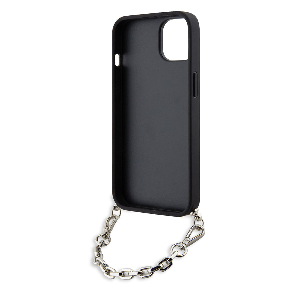 Skyddsfodral för Apple iPhone 14, Karl Lagerfeld, Saffiano Monogram Chain, Silver