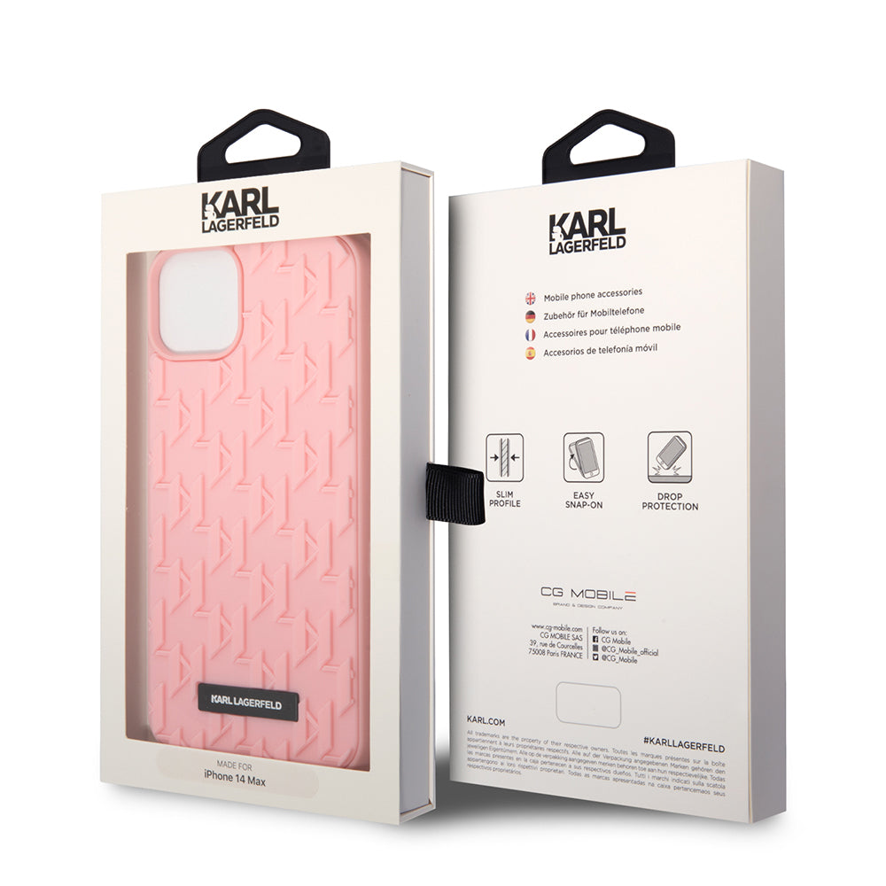 Skyddsfodral för Apple iPhone 14 Plus, Karl Lagerfeld, 3D Monogram, Rosa