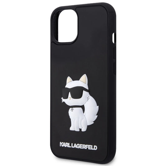 Skyddsfodral för Apple iPhone 14 Plus, Karl Lagerfeld, 3D Rubber Choupette, Svart